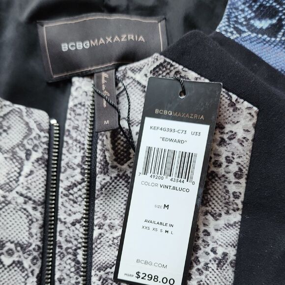 BCBGMaxAzria Blue and Black Snake Print Blazer- Women's Size Medium (NWT) - Picture 5 of 6